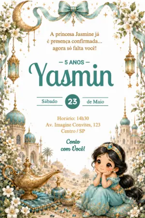 Invitación de cumpleaños Princesas – Estático – Érika Souza Studio