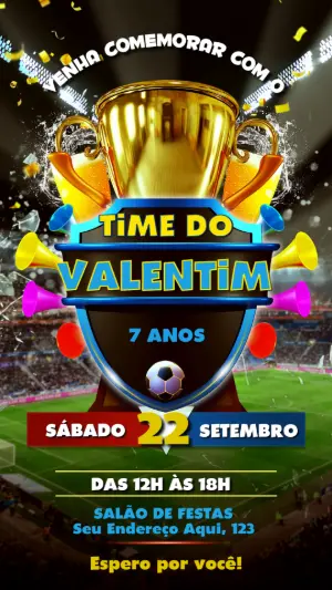 Soccer Birthday Invitation – Static – Convite digital - Edite você mesmo