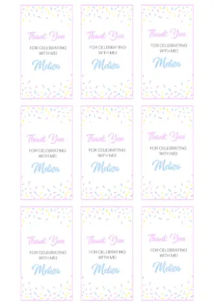 Sweet Sprinkles Thank You Tag - Editable Digital Template