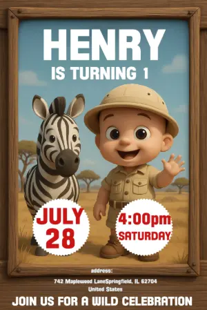 Invito di compleanno Safari – Statico – Convites Digitais Exclusivos
