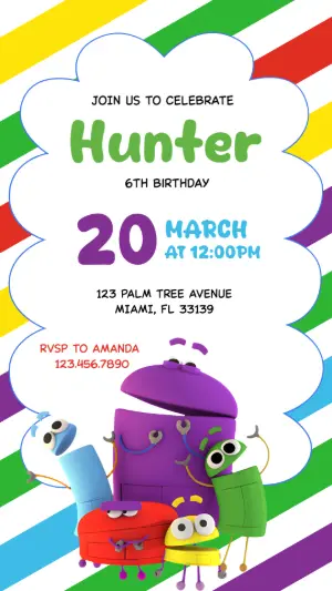 Colorful StoryBots Birthday Invitation Editable Template
