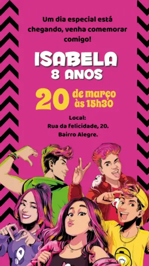Convite de Aniversário Emily Vick Dos Rosa para Editar