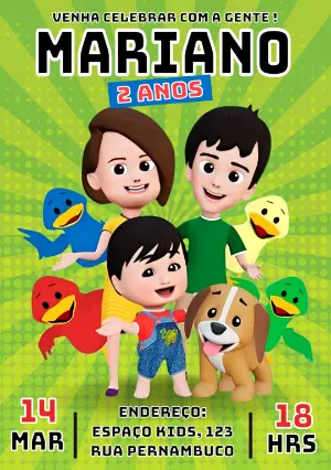 Convite de Aniversário Bento e Totó para Editar Online