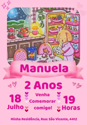 Convite de Aniversário Fofo Bobbie Goods para Editar Online
