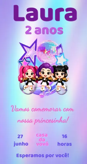 Invitation d'anniversaire KPop Demon Hunters – Statique – Fernando Martins