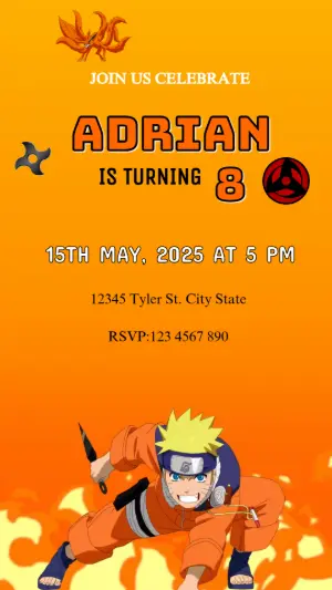 Animated Naruto Birthday Invitation | Editable Video Template