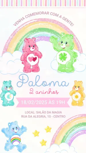 Convite Aniversário Ursinhos Carinhosos para Editar Online