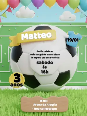 Soccer Birthday Invitation – Static – Convites Digitais Exclusivos