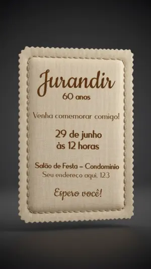 Convite de Aniversário Adulto Rústico para Editar Online