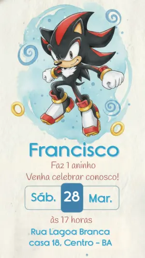 Convite de Aniversário Shadow Aquarela para Editar Online