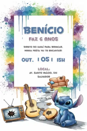 Stitch Birthday Invitation – Static – CollorGraph Convites