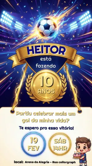 Soccer Birthday Invitation – Static – Convites Digitais Exclusivos