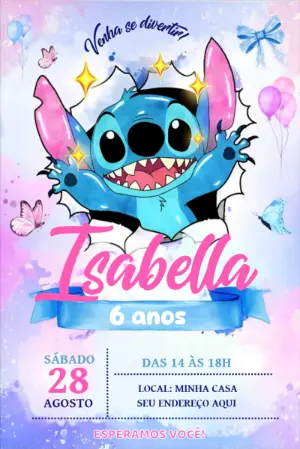 Invitación de cumpleaños Stitch – Estático – Mariana Correa