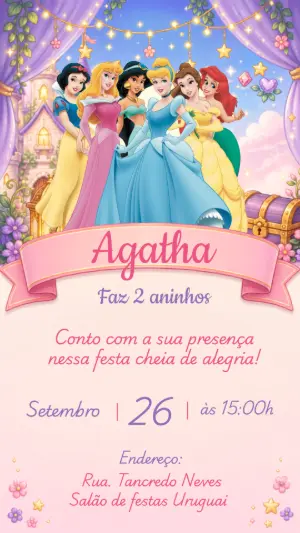 Invitación de cumpleaños Princesas – Estático – CollorGraph Convites