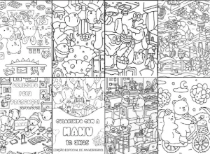 Mini Livro de Colorir Aniversário com Personagens para Editar