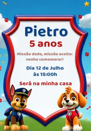 Invito di compleanno Paw Patrol – Statico – CollorGraph Convites
