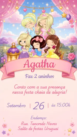 Invitación de cumpleaños Princesas – Estático – CollorGraph Convites
