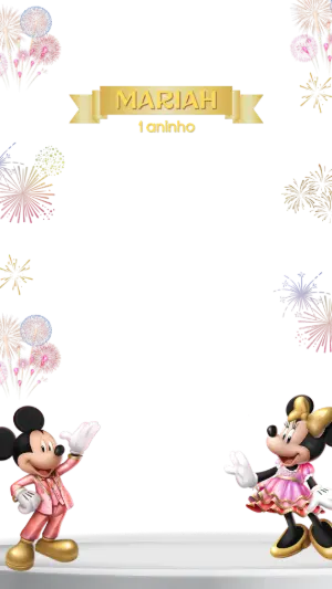 Moldura Story Aniversário Infantil Mickey e Minnie para Editar