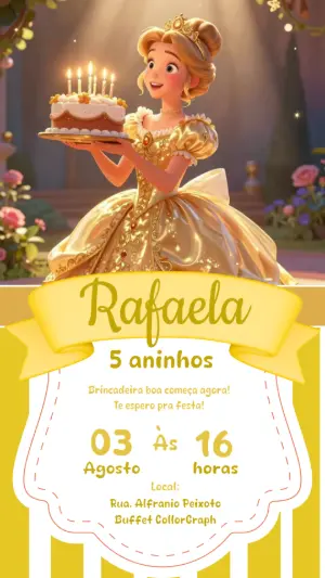 Invitación de cumpleaños Princesas – Estático – CollorGraph Convites