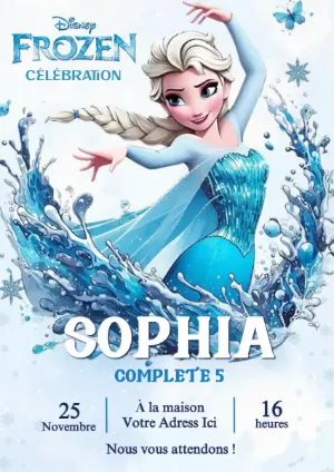 Invitation Anniversaire La Reine des Neiges Frozen - Modèle Magique à Modifier