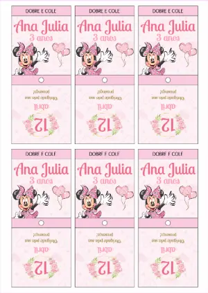 Etiqueta de Pirulito Minnie Rosa para Editar e Imprimir