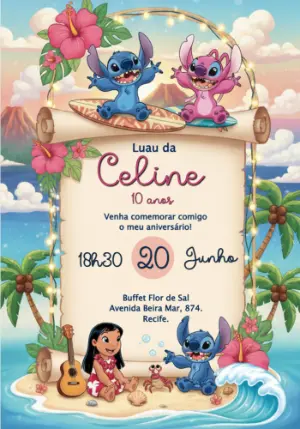 Invitación de cumpleaños Stitch – Estático – Déborah Olimpio Garcia