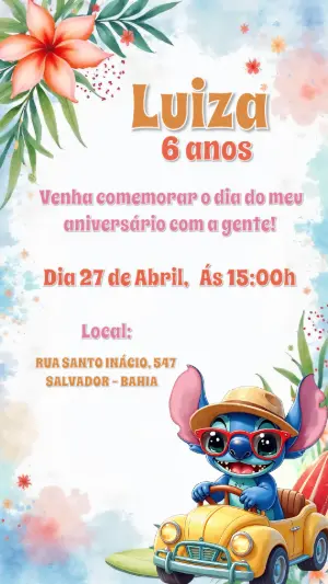 Invitación de cumpleaños Stitch – Estático – CollorGraph Convites