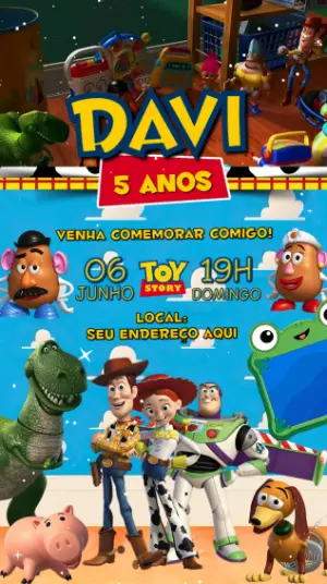 Convite Aniversário Animado Toy Story 5
