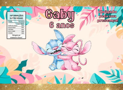 Embalagem Salgadinho Stitch e Angel para Aniversário Infantil Editável