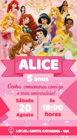 Invitación de cumpleaños Princesas – Estático – Color Art Studio
