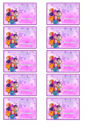 Etiqueta Escolar Digital Meninas Anime para Editar e Imprimir
