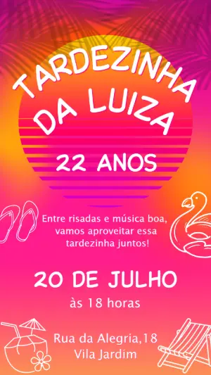 Convite Editável de Aniversário Tema Tardezinha Pôr do Sol