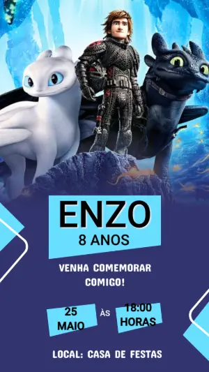 Convite de Aniversário Como Treinar o Seu Dragão para editar