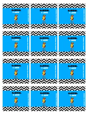  Adesivo para Bala Personalizada Aniversário Menino Moderno para Editar