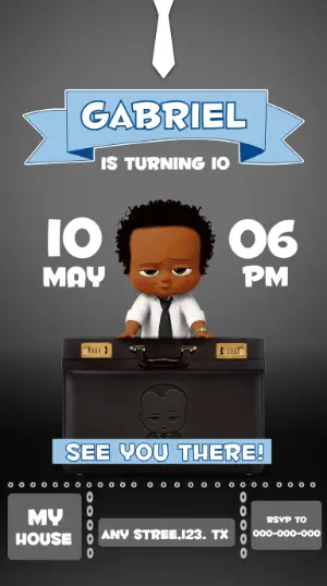 Editable Little Boss Birthday Invitation Template