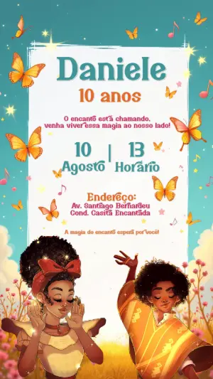 Convite de Aniversário Encanto com Personagens para Editar