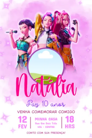Invitation d'anniversaire KPop Demon Hunters – Statique – Jotta Arts