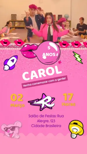 Convite Animado Aniversário Emilly Vick para Editar com Foto