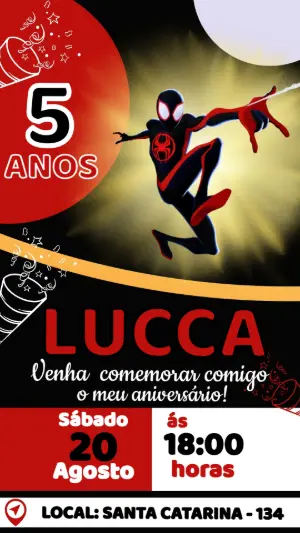 Convite de Aniversário Homem-Aranha Aranhaverso Editável
