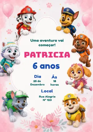 Invito di compleanno Paw Patrol – Statico – KC Design