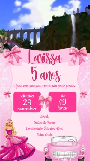 Convite Animado Aniversário Barbie para Editar Online