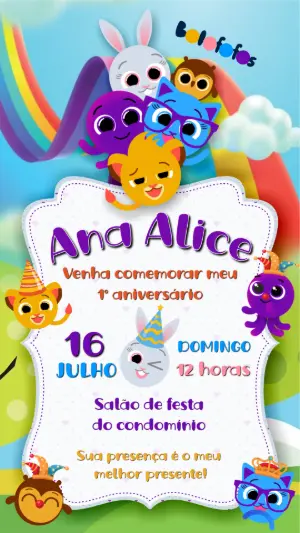 Convite de Aniversário Bolofofos para Editar Online