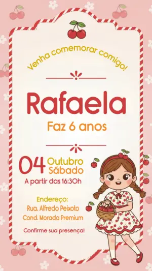Convite Digital Festa Cerejinha para Editar e Enviar