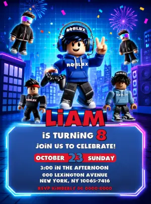 Roblox Gamer Birthday Invitation | Editable Template