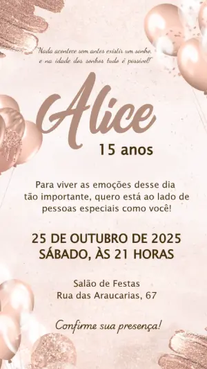 Quinceañera Invitation – Static – Convite digital - Edite você mesmo