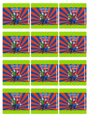 Adesivo para Bala Personalizada Super Mario e Luigi