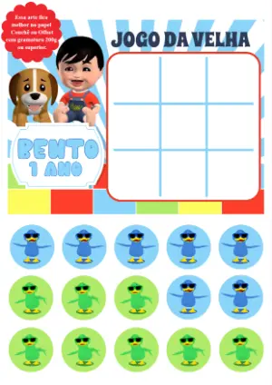 Jogo da Velha Aniversário Menino e Cachorro para Editar Online