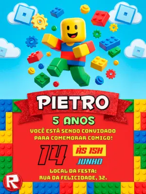 Invito di compleanno Roblox – Statico – Alegria no ar