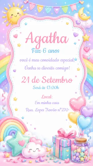 Convite de Aniversário Chuva de Amor Editável
