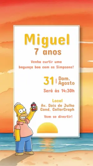 Convite Aniversário Os Simpsons com Homer para Editar Online